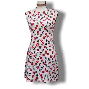 90s Vintage Aqua Blues Floral Mini Dress